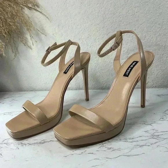 Nine West Shoes | Nine West Platform Heels | Color: Cream/Tan | Size: 9M - Picture 1 of 15